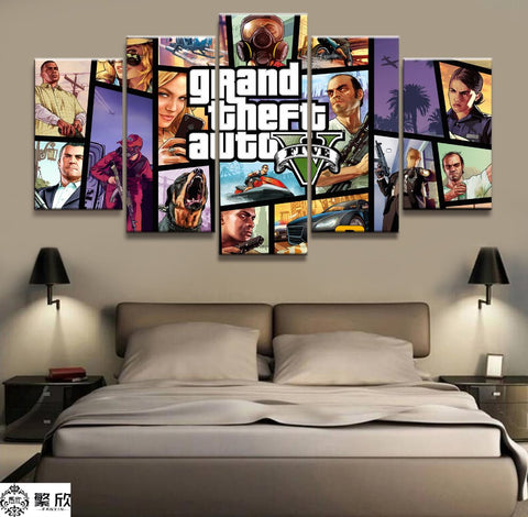 5 Panel GTA 5 Game Canvas