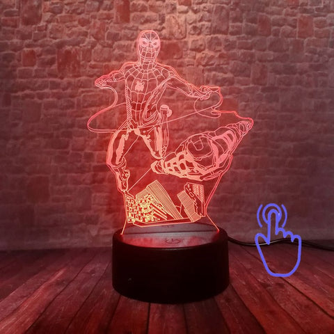 Marvel Iron Man & Spider-Man Figurine 3D LED NightLight